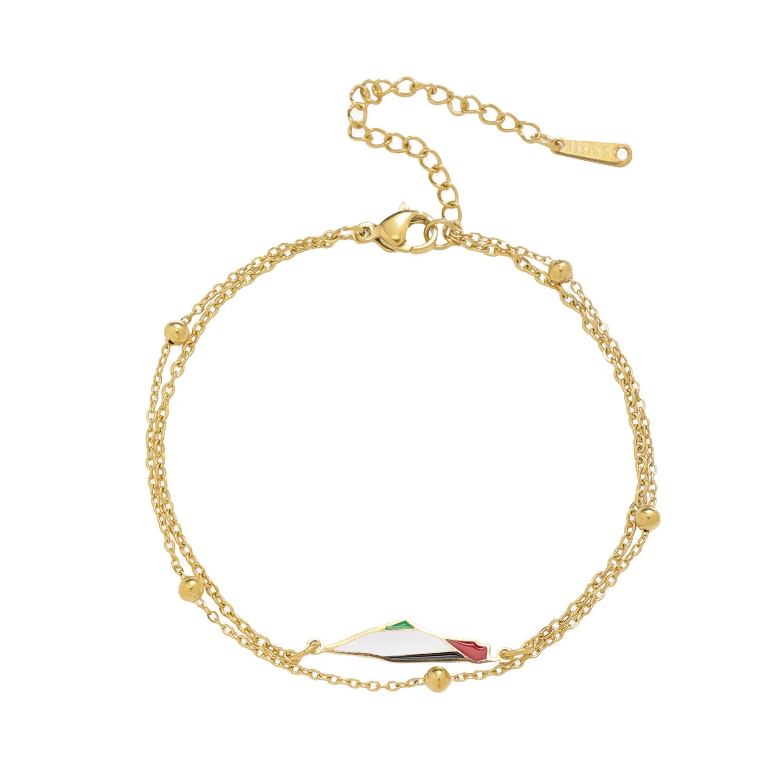 New Design Stainless Steel Palestine Map Bracelet for Women Two Layers Box Chain Bracelets Wholesale