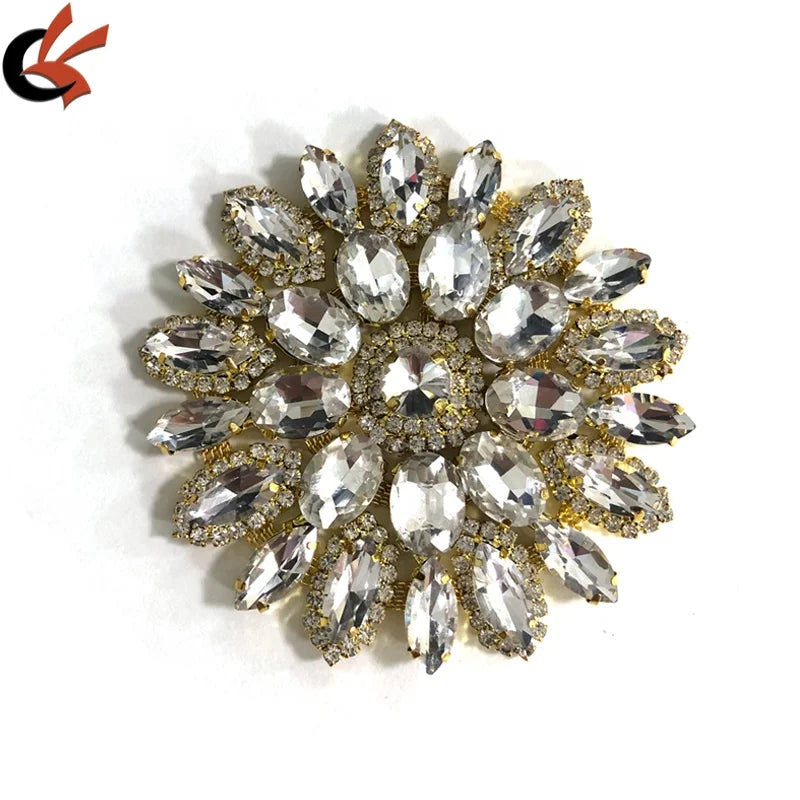 All Clear Crystals Shining Rhinestone Appliques Handmade Metal Sew-on embellishments