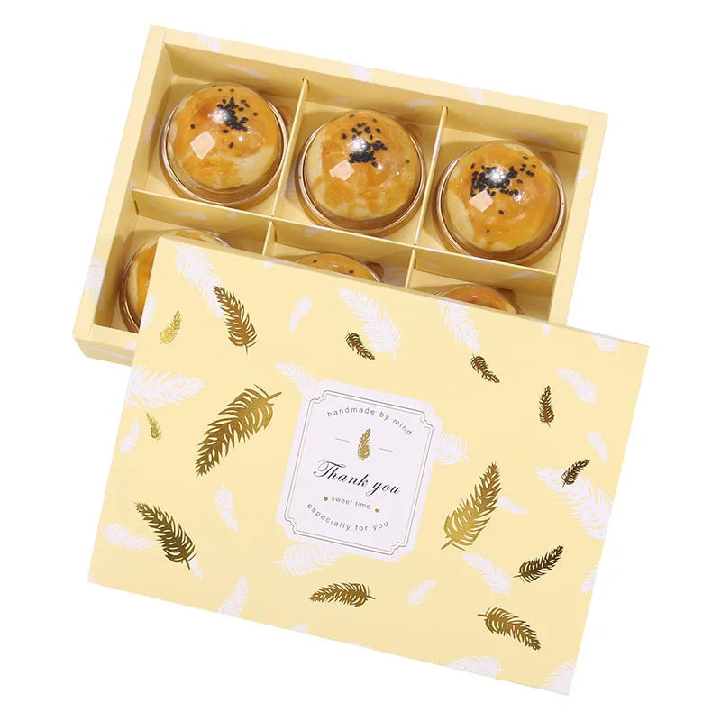 Yellow Feather With Gilding 80g Solabie Crisp Box for Baked Pastry Takeway Food Cupcake  Boxes