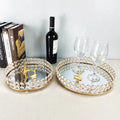 European-style Glass Mirror Tray Light Luxury Home Decoration Wedding Props Cosmetic Storage Fruit Pearl Tray