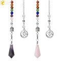 CSJA Hot Natural Stone Cone Buddha Head 3d Spiritual Quartz Crystal Chakra Pendulum for Dowsing G343