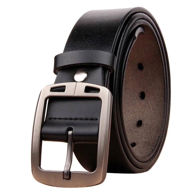 Custom Leather Belt Men's Pin Buckle Belts Cow Hide Belt for Pants With Zinc Buckle