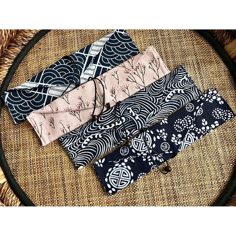 Eco Friendly Organic Cotton Linen Recyclable Straw Bags Cute Pencil Case for Makeup Brush Packaging