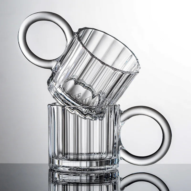 Wholesale Household 240ml Breakfast Juice Glass Mug Milk Ice Coffee Glass Cup Water Cups with Handle
