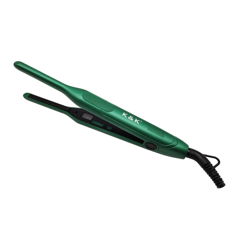 New 3/10 Inch Thin Titanium Flat Iron Straightener Fast Heating Variable Temperature Dual Voltage Short Hair Beard Electric LED