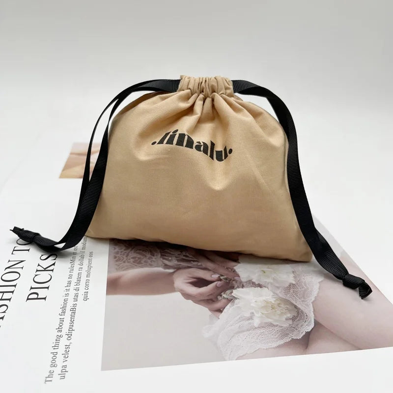 Custom Recyclable Cotton Drawstring Pouch for Jewelry Gift Packaging and Sock Storage