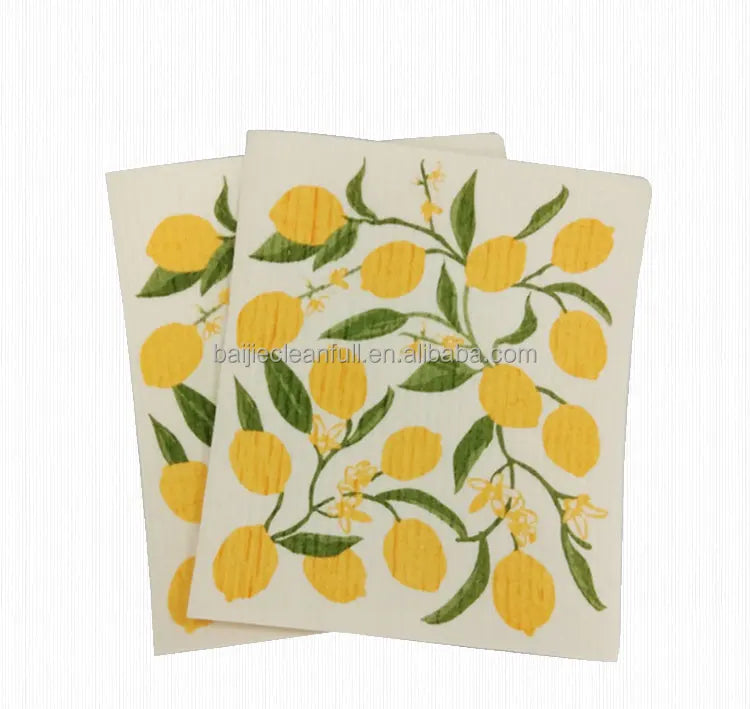 Printed Custom Printing Swedish Dishcloths Eco Friendly Reusable Cellulose Sponge Cleaning Cloths for Kitchen