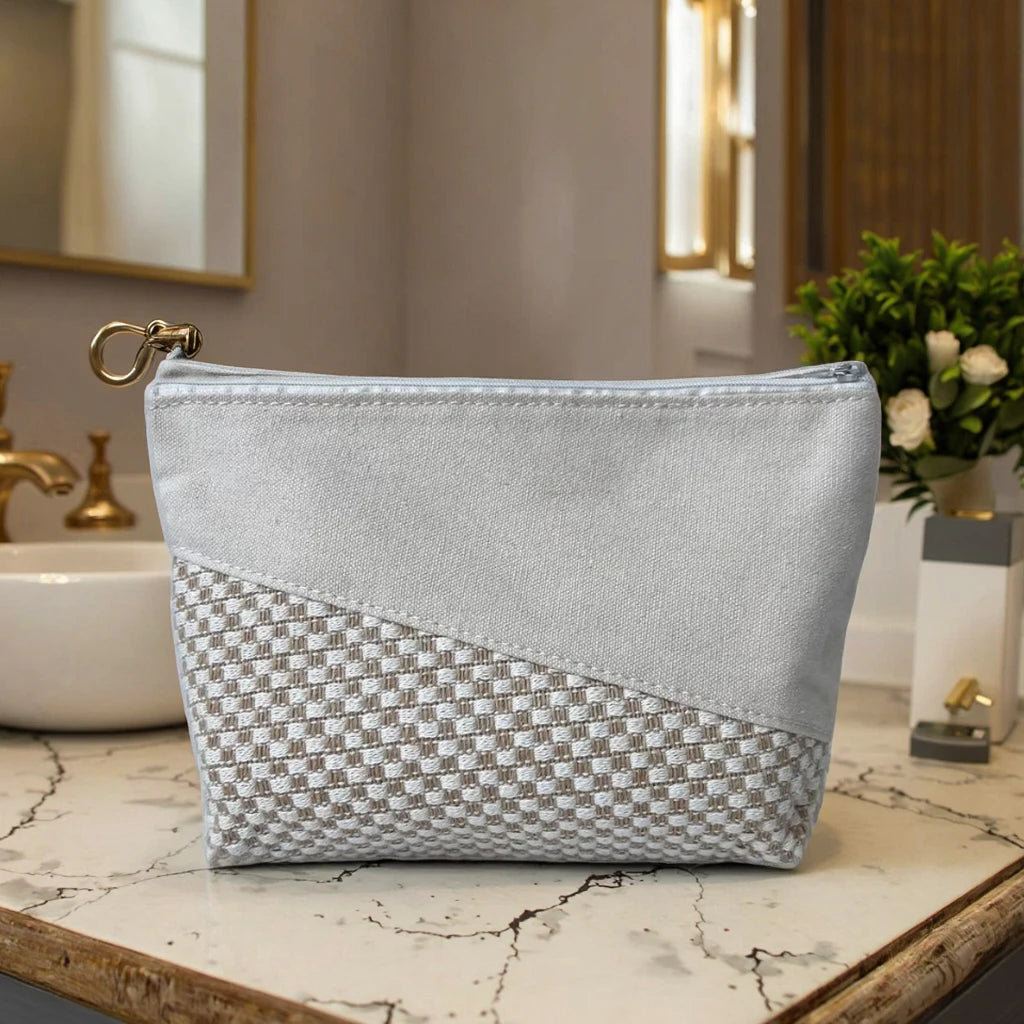 Small Makeup Bag for Canvas jute Travel Cosmetic Pouch Toiletry Bag for Girls Gifts Portable  Daily Storage Organizer
