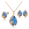 Australuan Fashion Ornaments Indian Peacock Charms Jewelry for Women Gold Plated Animal Shape Necklaces Earrings Rings Sets