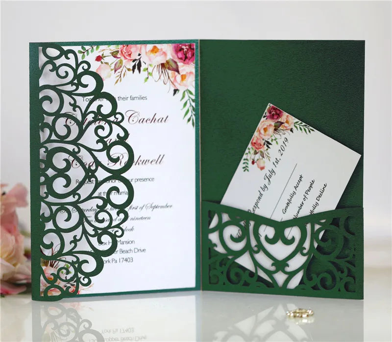 Elegant Laser Cut Wedding Invitation Card Customize Business With RSVP Card Greeting Cards Wedding Decor