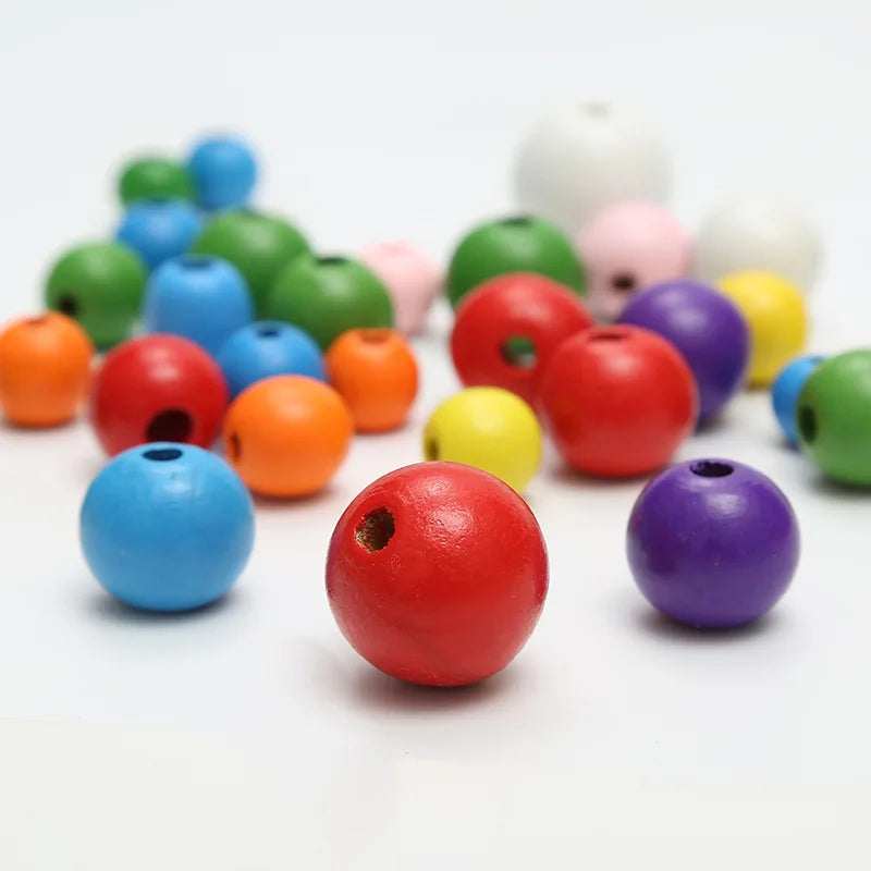 New Wooden Colorful Beads Colorful Loose Beads Punched Candy Color Bracelet Bead Jewelry Accessories