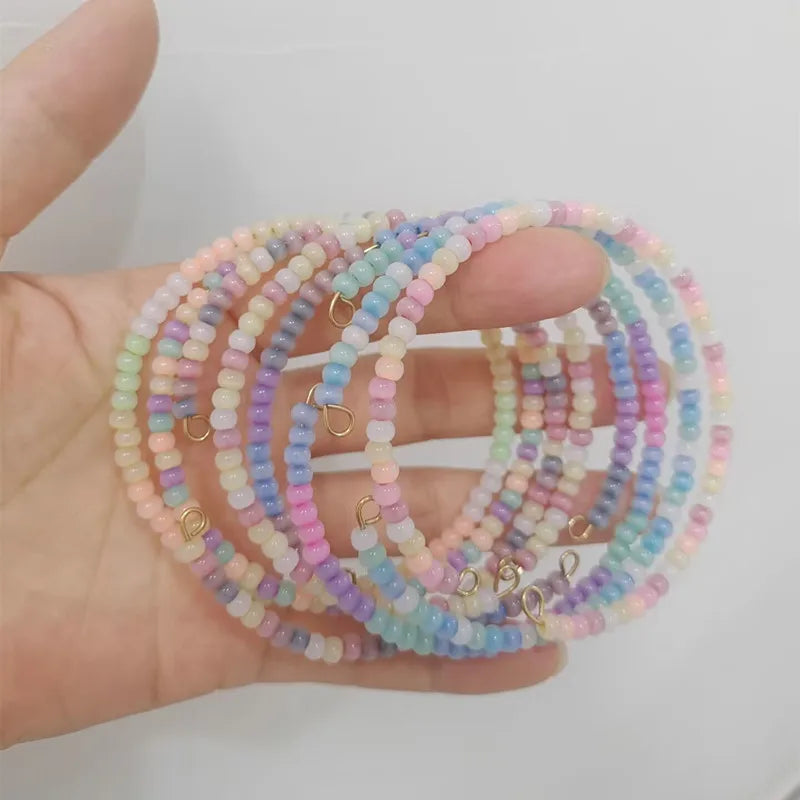 Fashion Cat Eye Shaped Rainbow Bracelet Small Summer Girl Heart Candy Handmade Opening Beaded Cuff Bracelet for Women