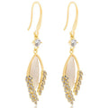 Fancy Jewelry Gold Plated Crystal Wheat Drop Earrings Rhinestone Opal Leaf Dangle Earrings for Women Gift