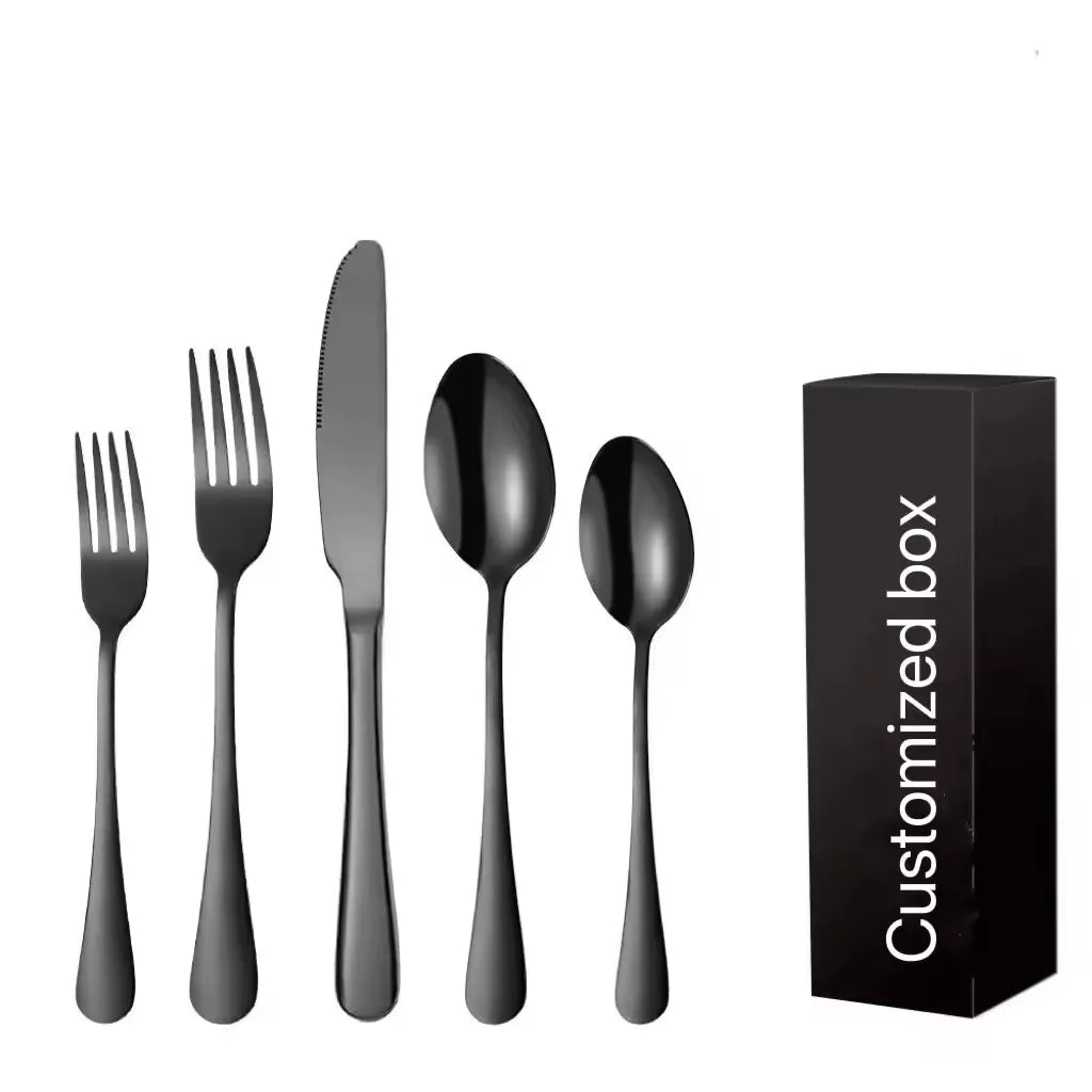 Dishwasher Safe Gold Tableware Stainless Steel 410 430 18/0 Cutlery Knife Fork Spoon Set Flatware Set with Gift Box