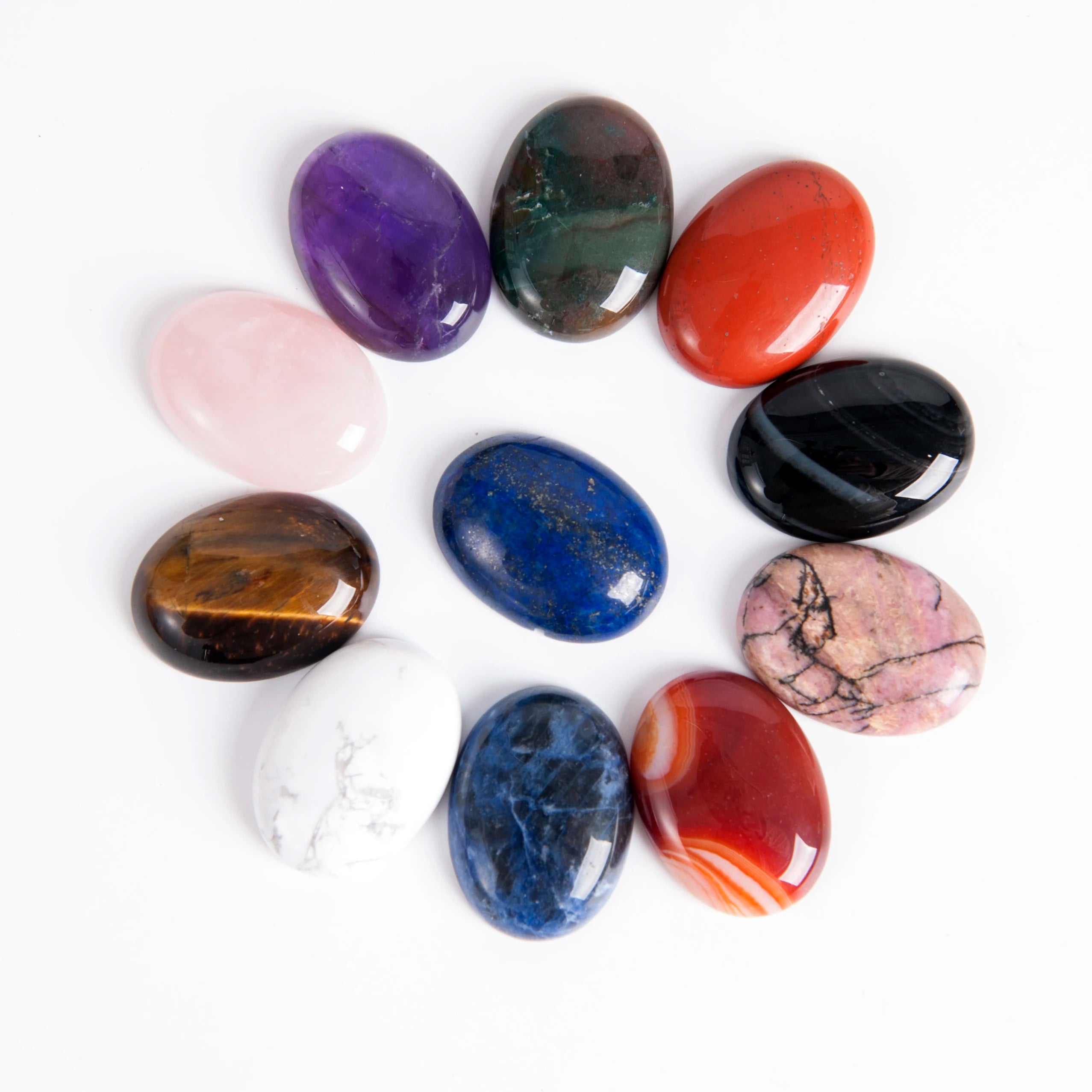 Wholesale Smooth Polished Oval 22*30mm Cabochon Flatback Sodalite Worry Stone Gemstone for Jewelry Making