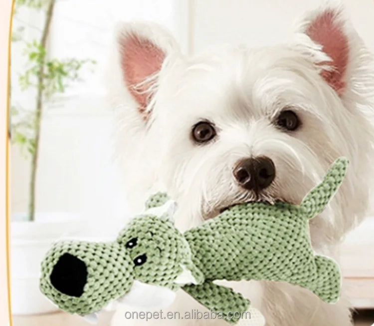 Eco-Friendly Squeaky Dog Toy with Plush Sounding Lion Elephant Wolf Bite-Resistant Teeth Grinding for Dogs Made of Nylon Fleece