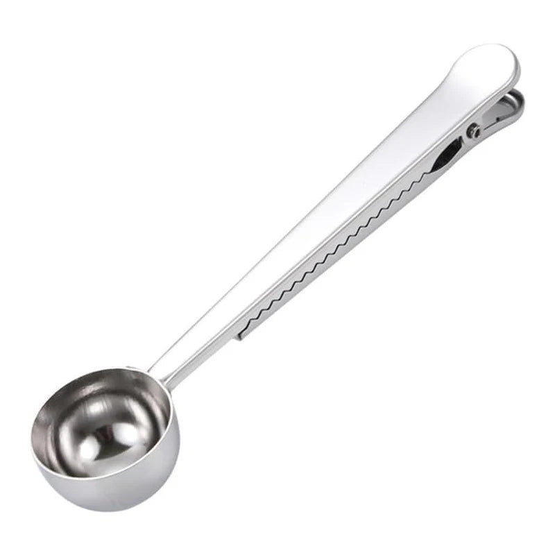 Metal Coffee Scoop Clip Coffee Measuring Spoon with Long Handle Bag Sealing Clip Kitchen Tools Coffee Measuring Spoon Clip