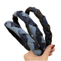 2023 Personalized Denim Fabric Braided Twist Headbands Hair Hoops Customized Women Hairband Hair Accessories