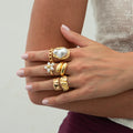 6Pcs/Set Baroque Imitated Pearl Flower Ring for Women Trendy Ladies Stackable Irregular Finger Rings Fashion Jewelry Accessories