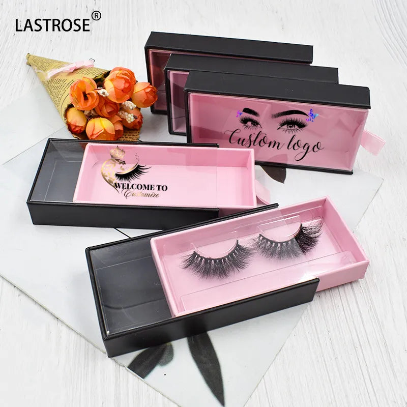 Wholesale Private Label 3D Mink Pink Empty Paper Lash Boxes Logo Customizable Box Eyelash Packaging for Beauty Tools False
