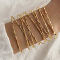 New Fashion Multilayer Bangle for Women Men Intersecting Metal Wire Ripple Pattern Gold Color Bracelet Trendy Jewelry Gift