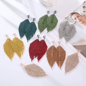 Hot Sale Fashion Rhinestone Crystal Tassel Earrings for Women Long Party Evening Earrings Jewelry