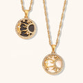 Dingran Unique Design Sun Moon Star Shell Necklace Zircon Pendant Necklace Stainless Steel Gold Plated Jewelry