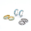 Color Enamel Hug Hoop Earrings 18k Gold Plated Zircon Earrings Wedding Party WomenJewelry 925 Sterling Silver