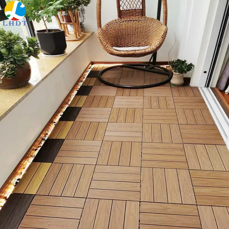 Modern Eco-friendly Interlocking Deck Tile DIY Outdoor Flooring Wall Cladding Waterproof Wood-Plastic Composite Smooth Technique