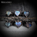 RM49409 Soldered Jewelry Natural Gemstone Moonstone Heart Shape Love Adjustable Finger Rings Antique Copper Plated Gift for Her