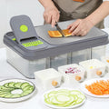 Manual Multifunctional Plastic PP Stainless Steel Dicer Chopper Potato Cutter Slicer Drainer Container Vegetables Fruits Food