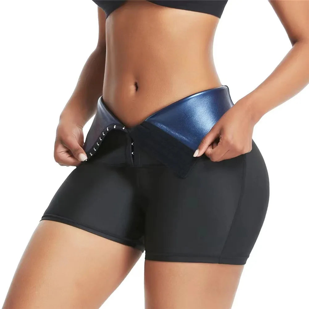 Women's High-waisted Coated Exercise Sauna Shorts