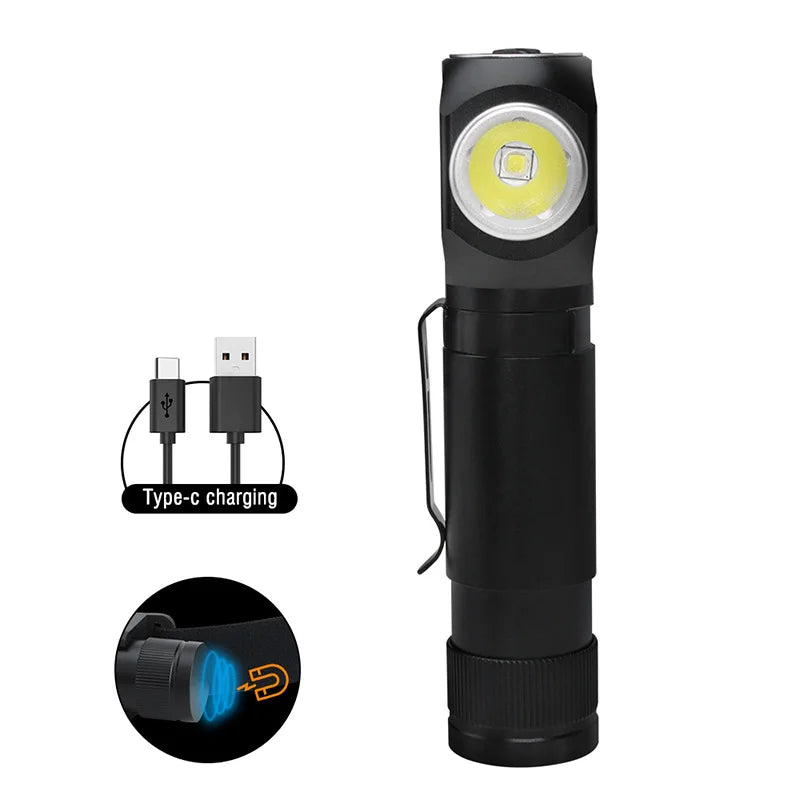 HELIUS Multipurpose 6modes Removable Pen Holder Magnetic Tail USB-C Quick Charging IP66 Waterproof Led Torch Flashlight Camping
