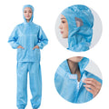Industrial Washable Blue Two Pieces Antistatic Clean Room ESD Smock Garments/ESD Hooded Uniform With Zipper