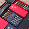 304 Stainless Steel Tableware Wooden Handle Gold Tail Silver Chopsticks 5 Pairs Gift Box Three Section Splicing Chopsticks Set