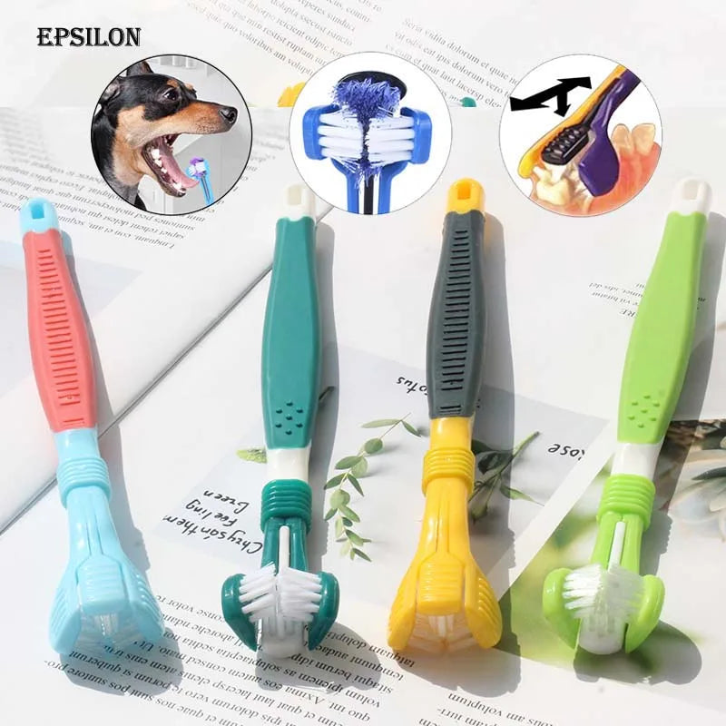 Epsilon Mouth Teeth Care Cleaning Grooming Tools Dogs Toothbrush Three Sided Pets Clean Tooth brush Accessories Pet
