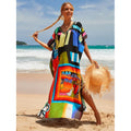 Muslim Rayon Positioning Printing Robe Bikini Sunscreen Dress Beach Cover Ups
