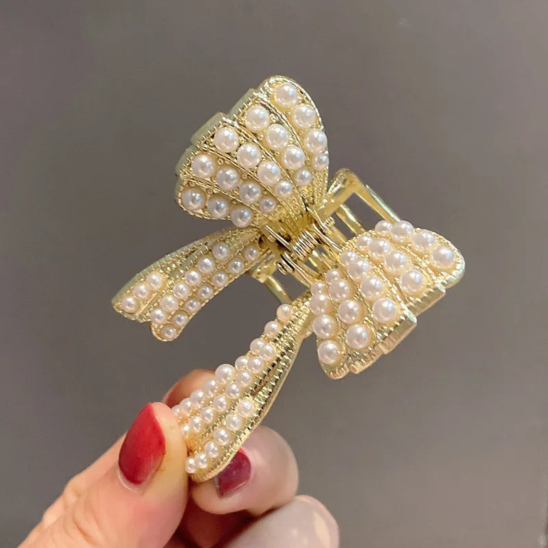 New Women  Metal Filled Pearl Butterfly Hair Clip Headdress Fashion Barrette Hair Accessories