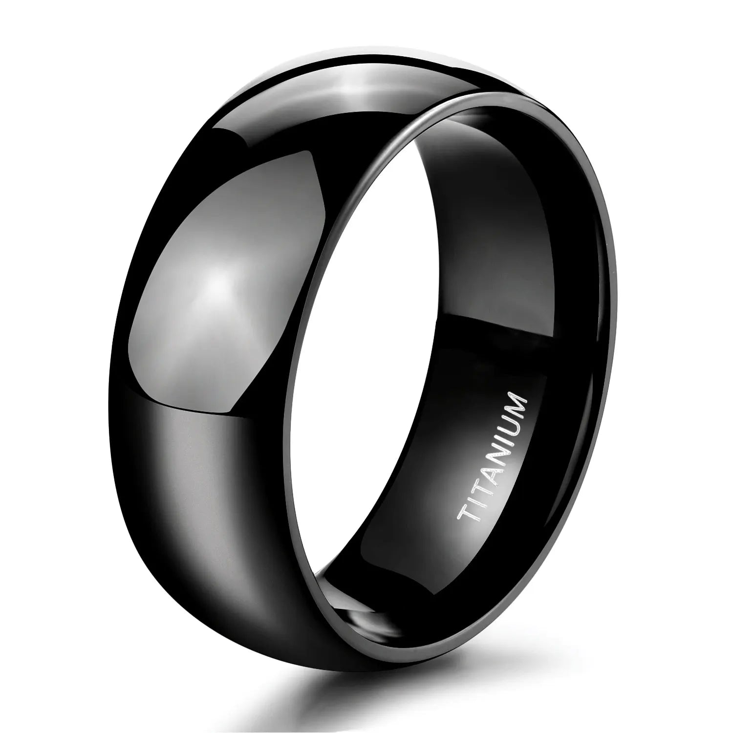 Somen 8mm Black Plated Titanium Ring  Dome High Polished Man Women Wedding Band Fashion Jewelry Anniversary Gift