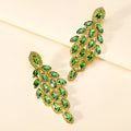 2023 New Arrivals 13 Colors Bohemian Fashion Long  Earrings for Women Luxury Multi Color Crystal Statement Leaf Flower Earrings