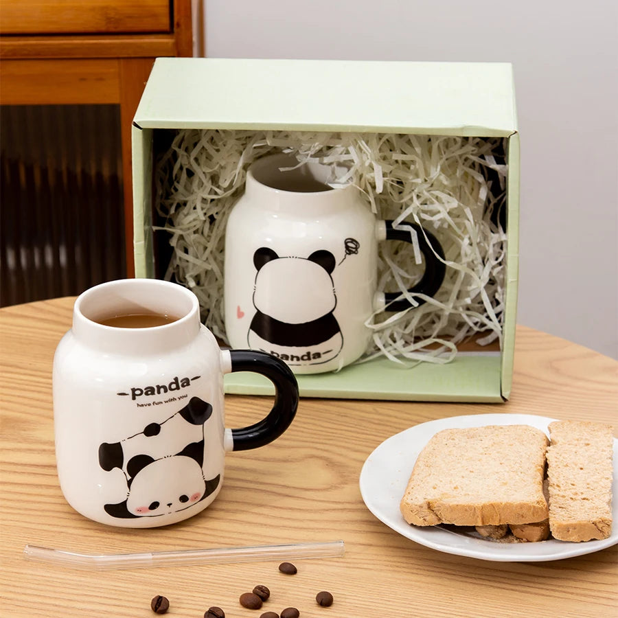 Valentine's Day Couple Lover Giveaways Porcelain Ceramic Mug Custom Cute Modern Design with Saucer Gift Box Set