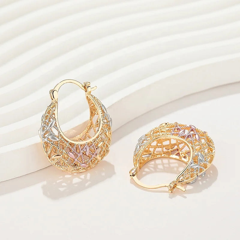 Hengdian Brass Earrings 18K Gold Plated Women'S Hanging Earrings Wholesale Colorful Pattern Jewelry Fashion for Women