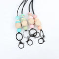New Design Eco-Friendly Silicone Beaded Breakaway Keychain Charm Bag with Tassel Teacher ID Lanyard Custom Logo