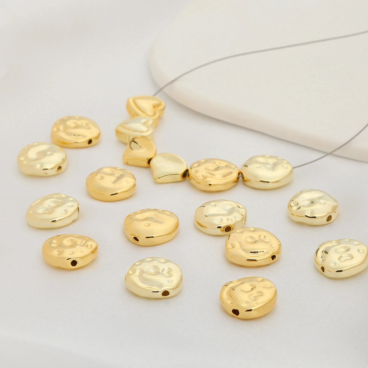 Brass Envelope Gold Color Retaining Irregular Shaped Septa Dark Pattern Loose Beads DIY Hand String Flat Beads