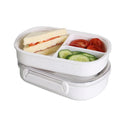 3 Compartment White Lunch Box Reusable Bento Box Leakproof Microwavable Fresh Style Food Container for Kids