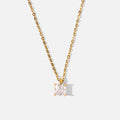 18K Gold Stainless Steel Square Zircon Pendant Necklace with Link Chain White/Pink/Green for Anniversary Jewelry