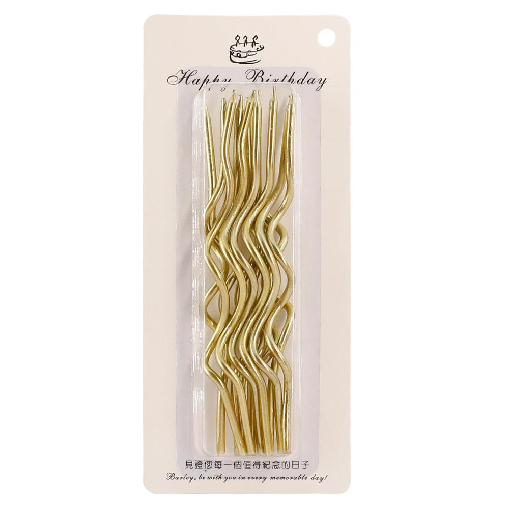 Wholesale Gold Curve  Spiral Birthday Candle With Blister Card