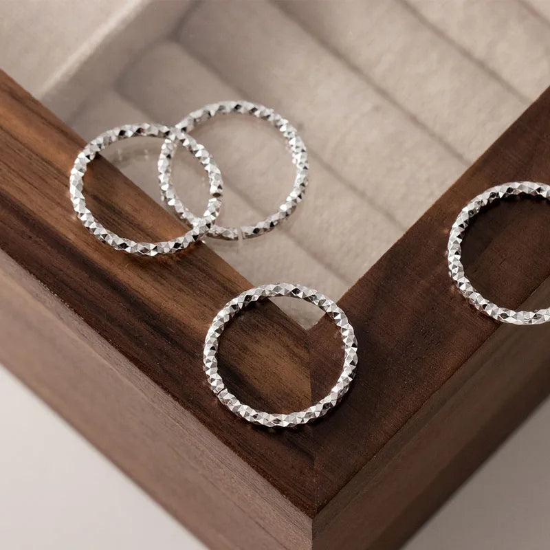 925 Sterling Silver Irregular Stackable Thin Ring Jewelry for Women