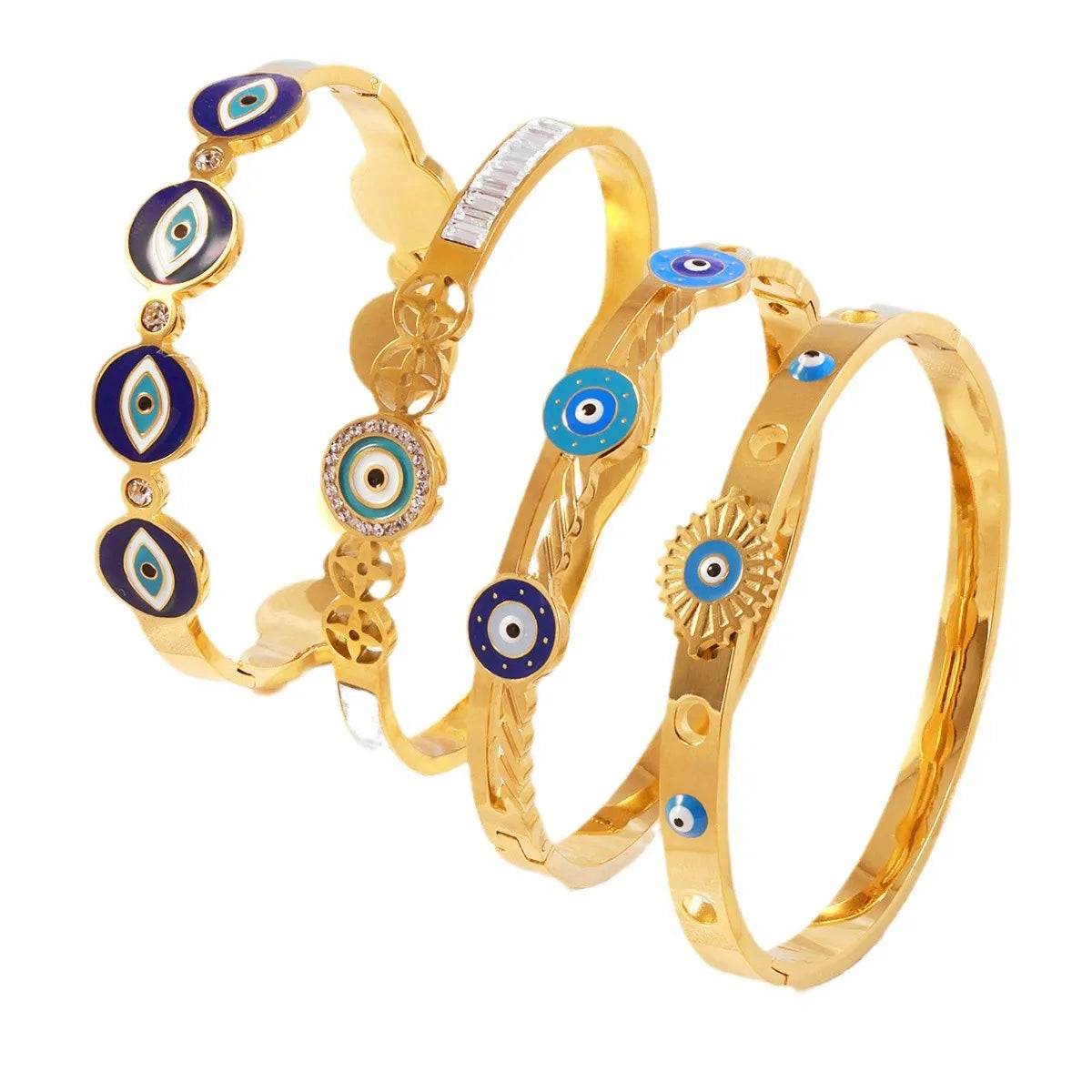 Color-preserving Vacuum Plating Gold Women's High-end Non-fading Jewelry Women's Evil Eye Titanium Steel Bracelet