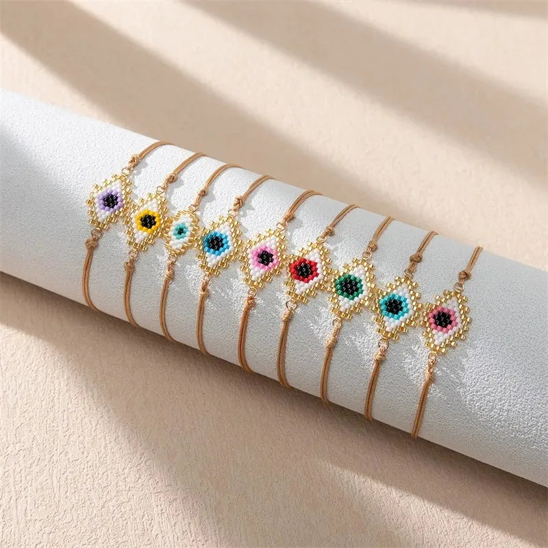 Handmade Bohemian Style Lucky Eye Charm for Bracelet Adjustable Multi-Color for Gift Anniversary Charm Bracelets at an Price